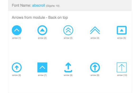 back to top icons for buttons