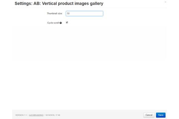 CS-Cart Addon - Vertical gallery of miniicons with the scroller - settings