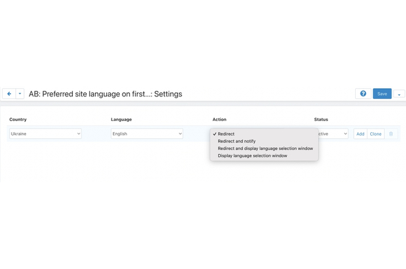 Preferred site language on first login - add-on settings