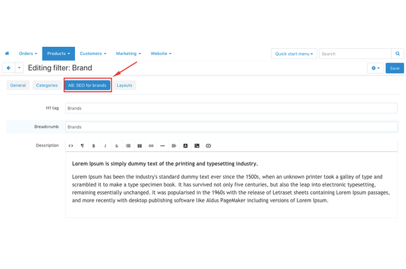 CS-Cart add-on - SEO attributes management
