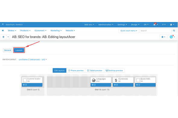 CS-Cart add-on - layout for feature variant page