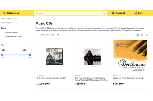 CS-Cart seo for tags pages addon - seo friendly page